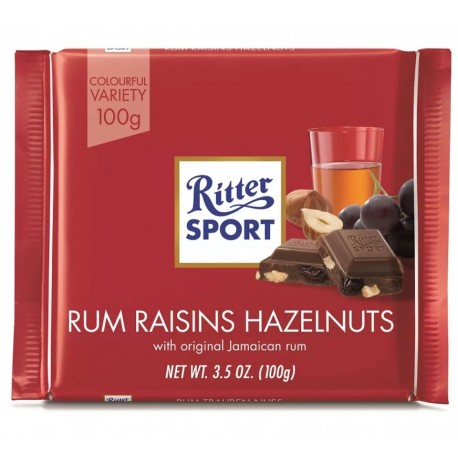 Ciocolata cu rom, alune si stafide Ritter Sport 100 grame