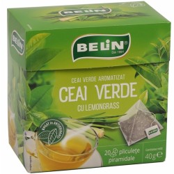 Ceai Belin verde cu lemongrass 20 plicuri piramidale