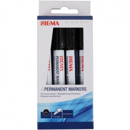 Marker permanent negru Sigma 4 buc