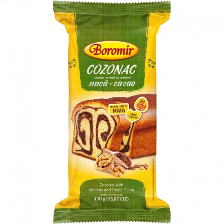 Cozonac cu crema cu nuci si cacao Boromir 450 grame